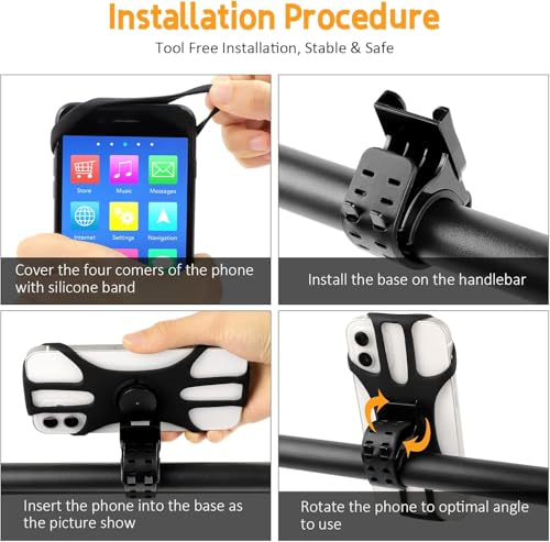 Thumbnail 6 de Rouclo Uchwyt na telefon pentru vélo – support universel avec amortissement, 360° rotation (Noir, 4)