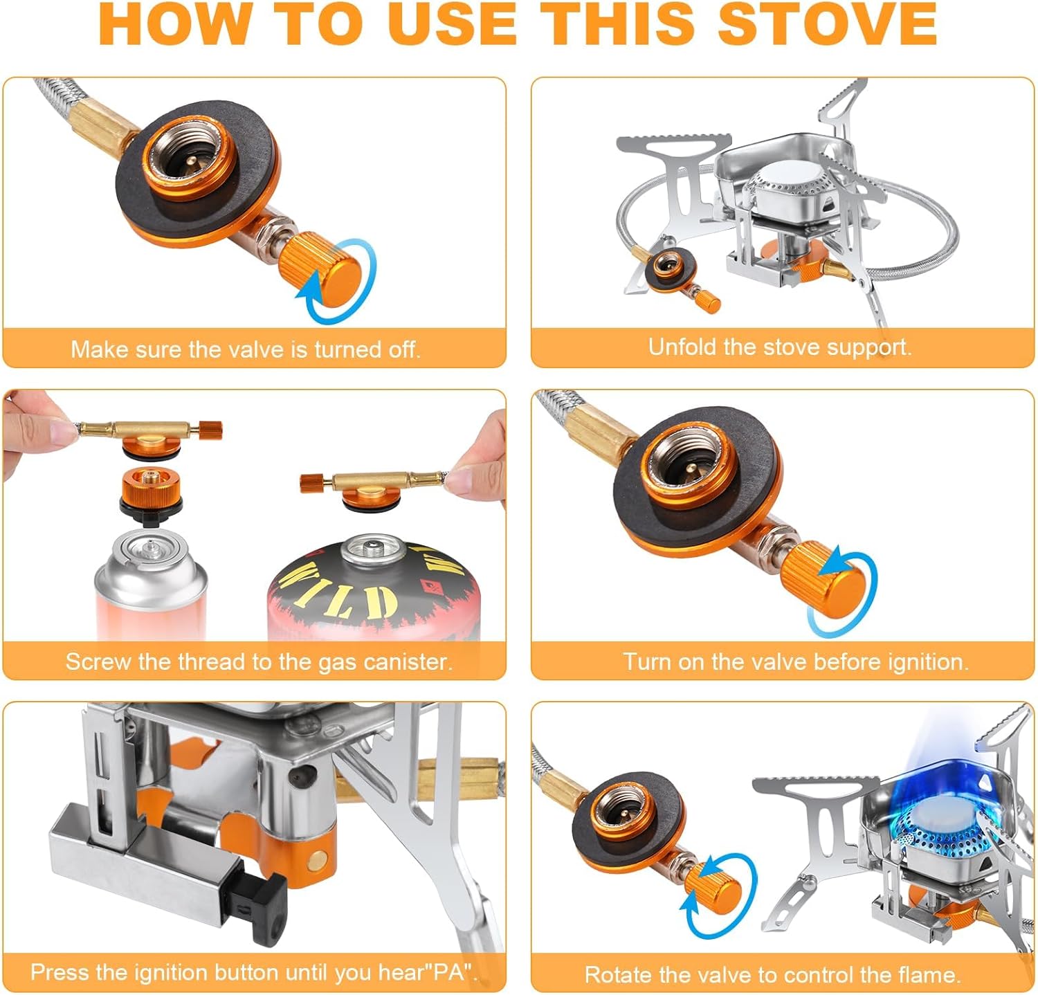 Thumbnail 5 de Adiwo Fornello a Gas da Campeggio 3500 W – Stufa portatile con accensione piezoelettrica