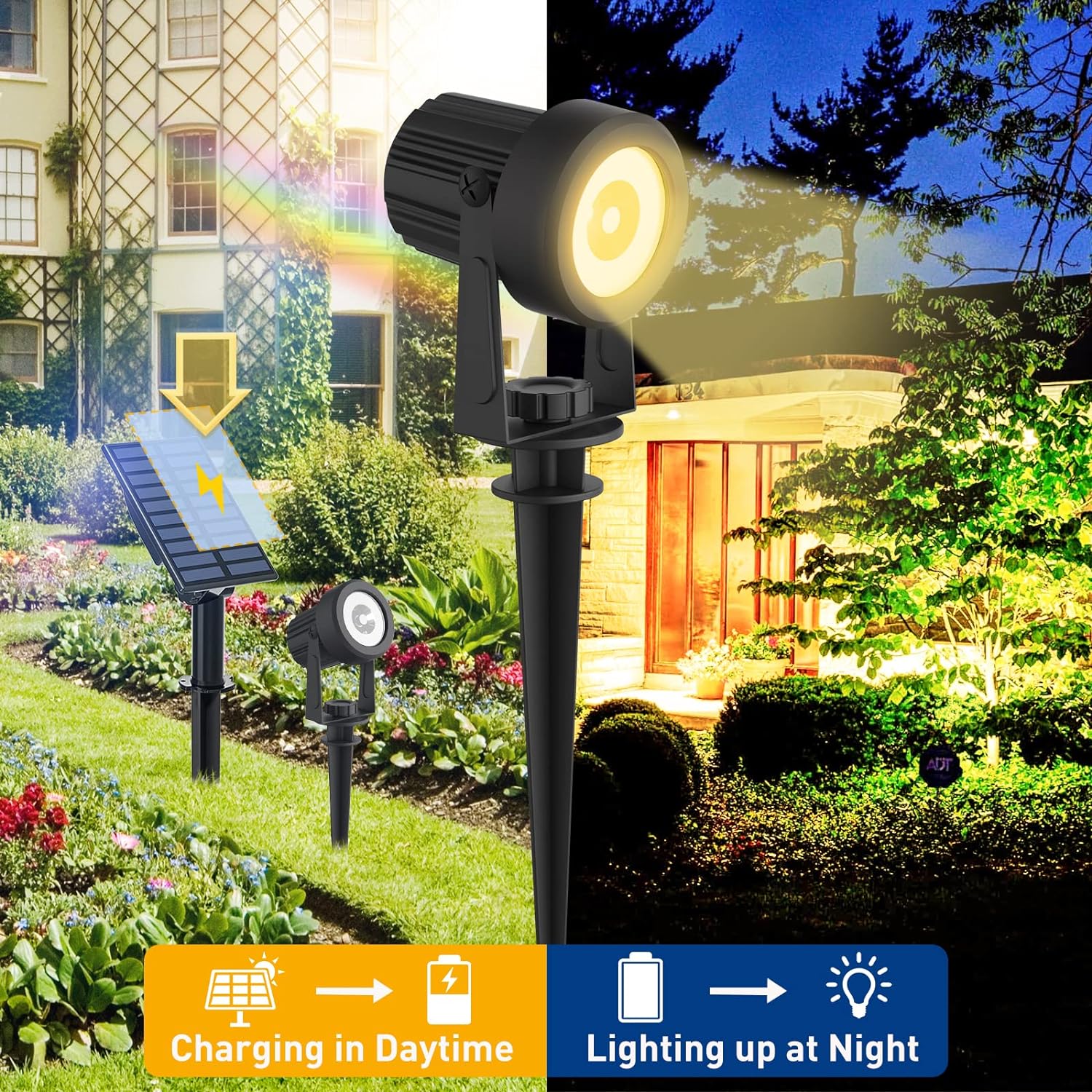 Thumbnail 2 de T-SUNUS Solar Landscape Spotlights 2 pack