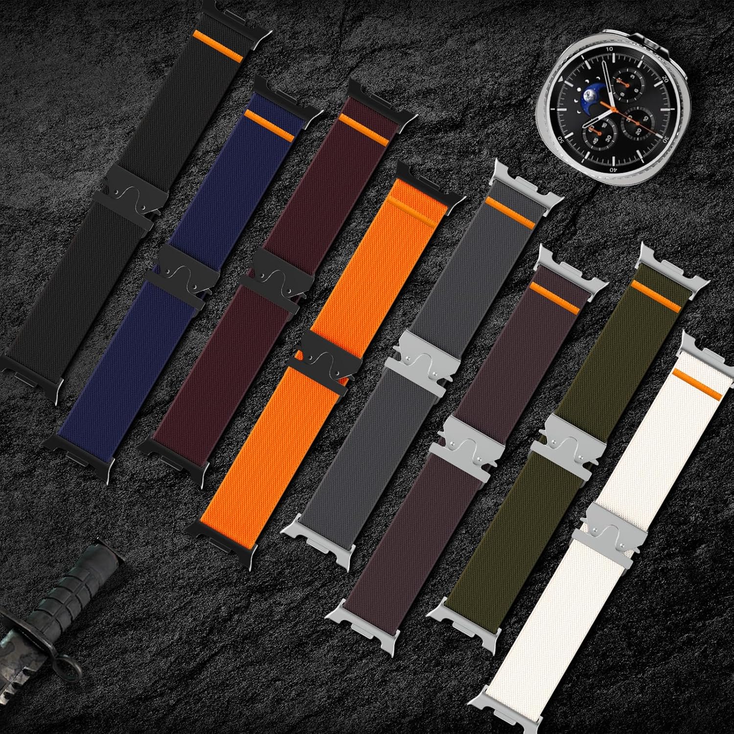 Thumbnail 5 de Hexasider stretchy nylon strap with parachute-style buckle for Samsung Galaxy Watch 8/Watch 8 Classic (2025), 40/44/46mm