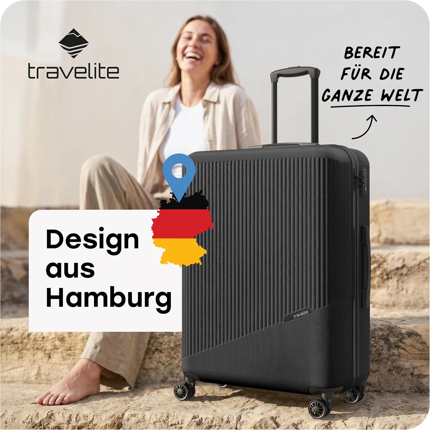 Detalle de Travelite Koffer Bali Größe L – 77 cm, 96 Liter, TSA-Schloss, 4 Rollen