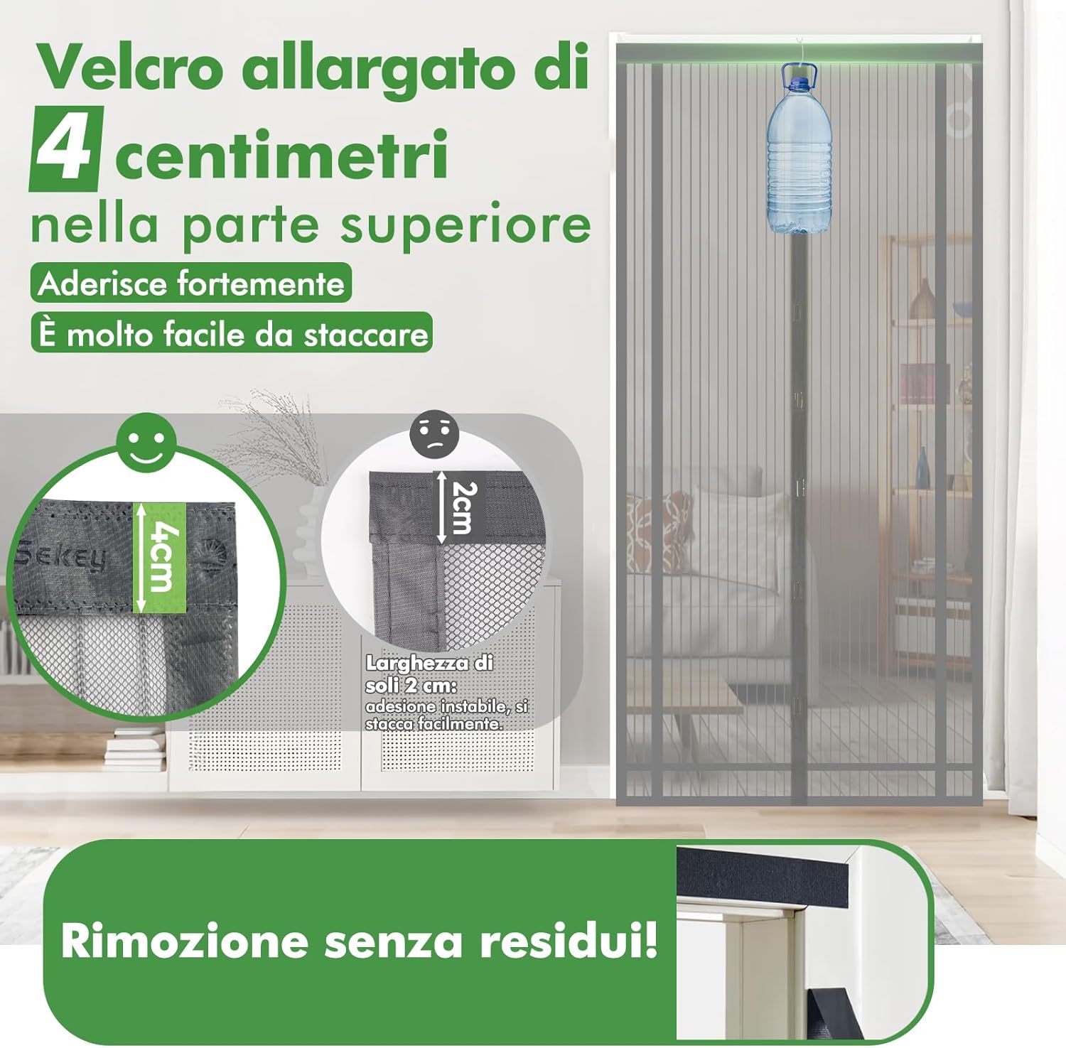 Thumbnail 3 de Sekey Tendina Magnetica 100x220 cm per Zanzariera – Grigio, ritagliabile in altezza e larghezza