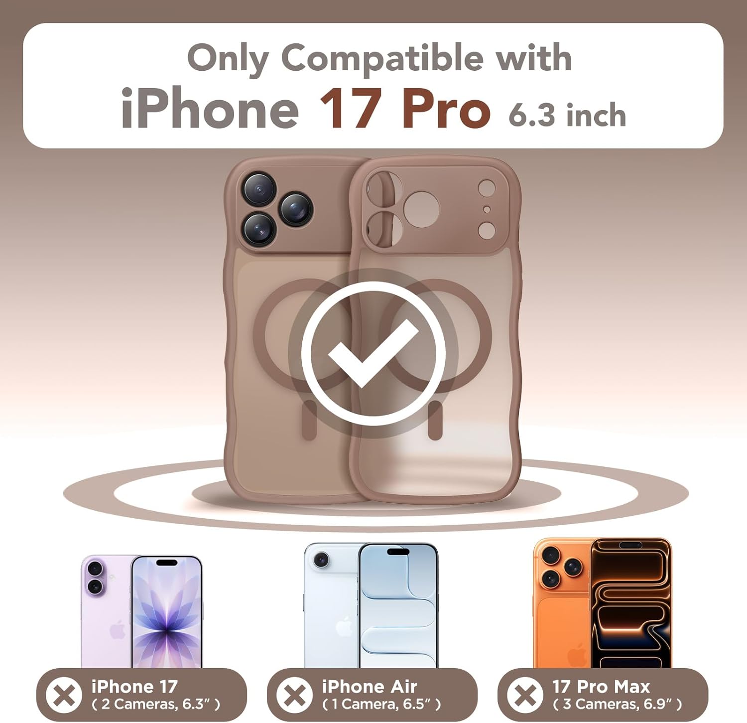 Thumbnail 1 de CAPRARO Magnetic iPhone 17 Pro Case (Brown) with Full Camera Protection