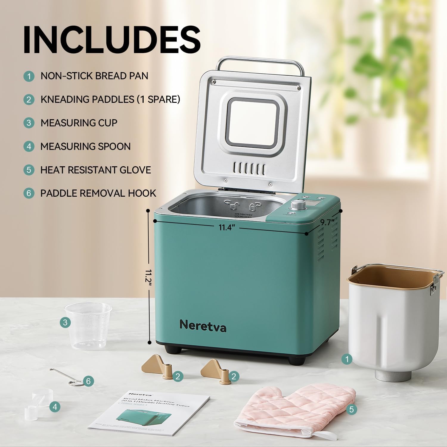 Thumbnail 6 de Neretva 20-in-1 Bread Maker, 2LB, Dual Heaters and Ceramic Pan