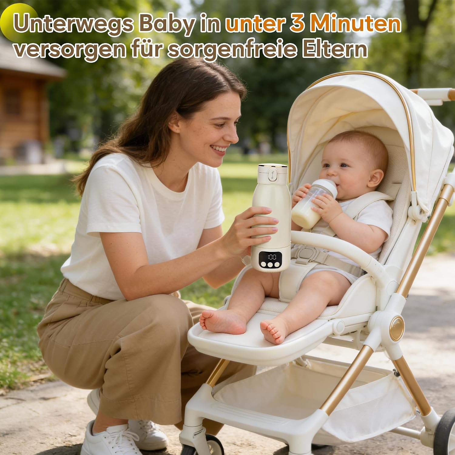 Detalle de DOXCJQME Baby Flaschenwärmer Unterwegs – 3-Minuten-Heizung, 500 ml Kapazität, USB-C Laden