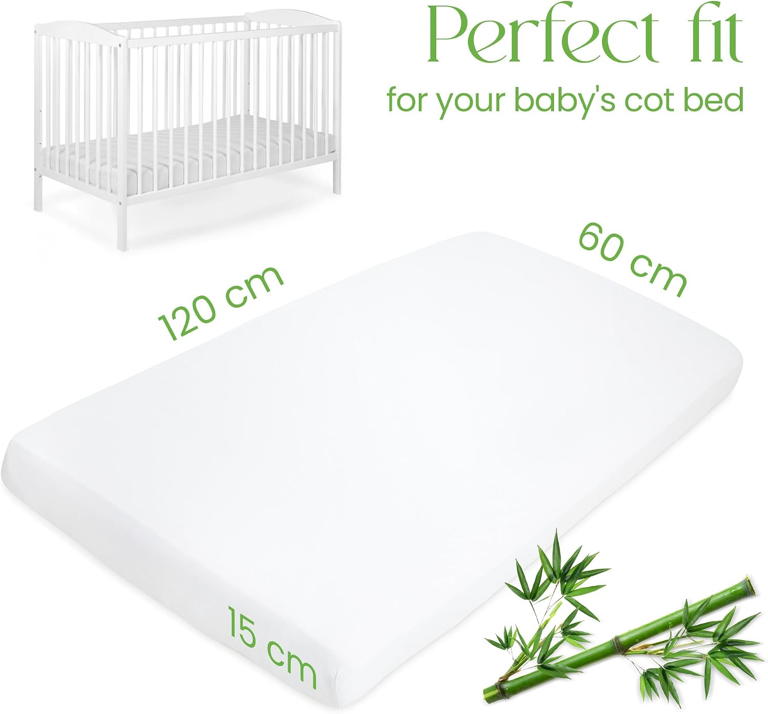 Thumbnail 6 de Cot Mattress Protector – Waterproof 100% Bamboo (120 x 60 cm)