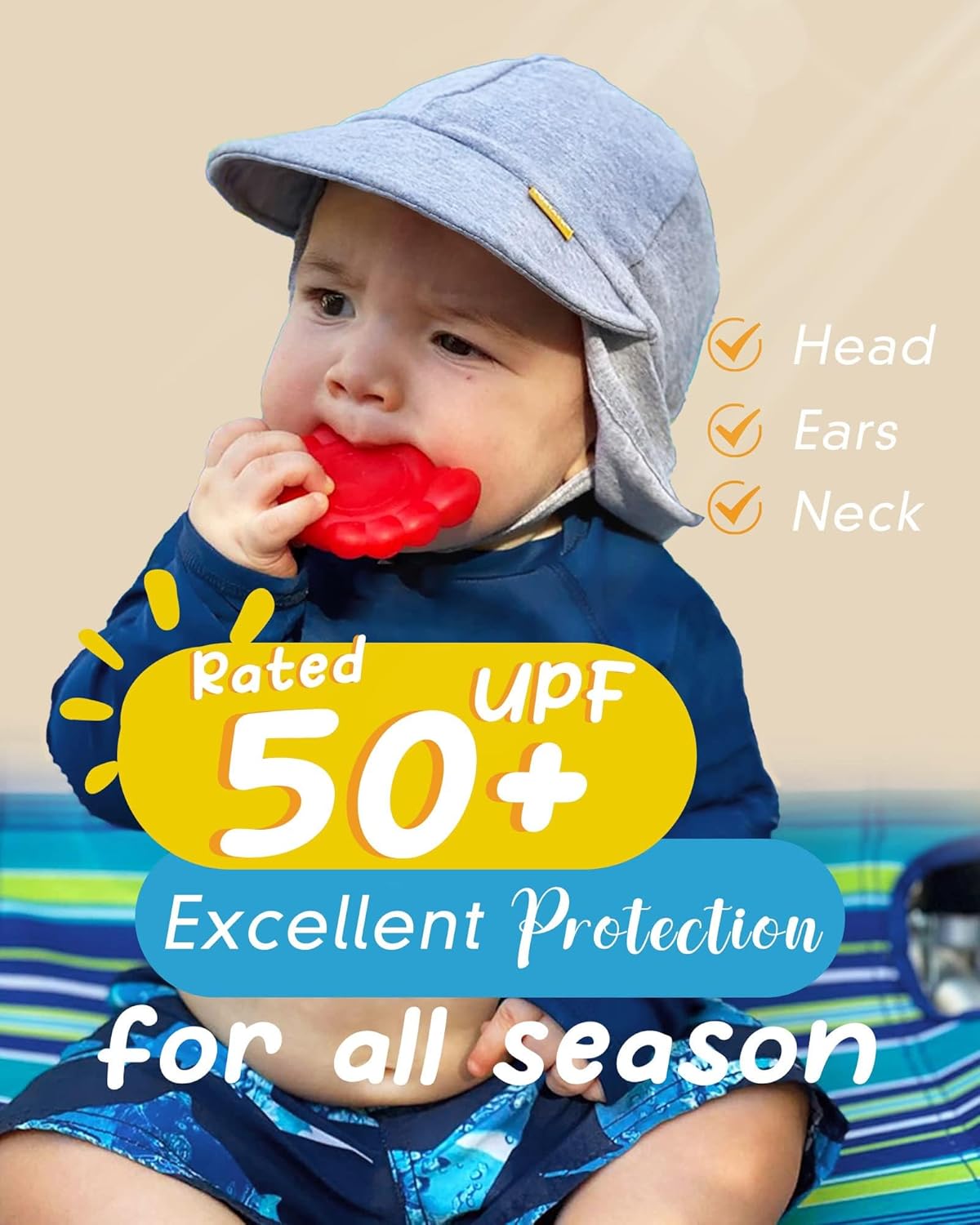 Detalle de FURTALK Baby Sonnenhut UPF 50+ mit 3 Größen