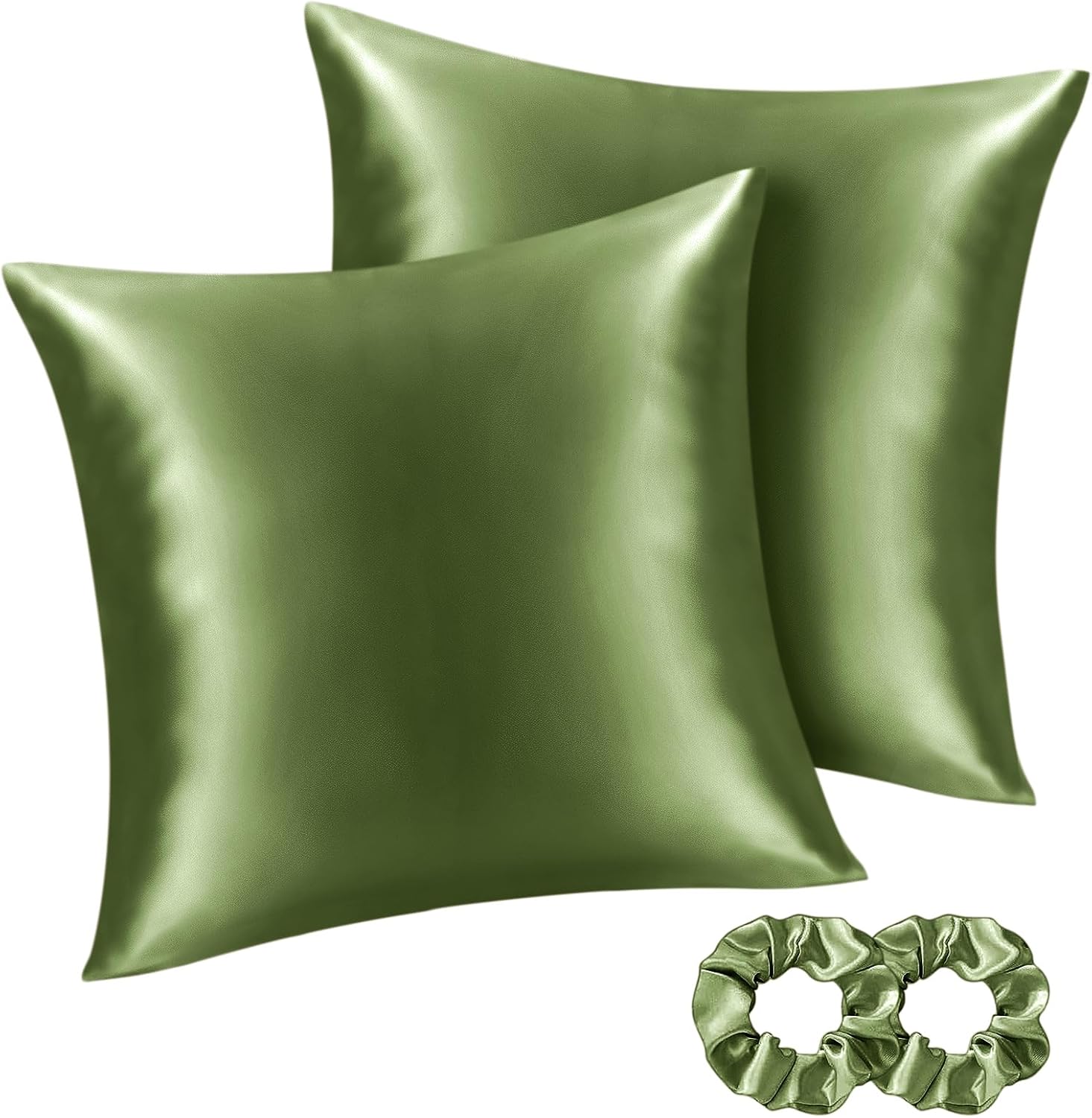 Detalle de BEDELITE Satin Kissenbezug 80x80 Olivgrün