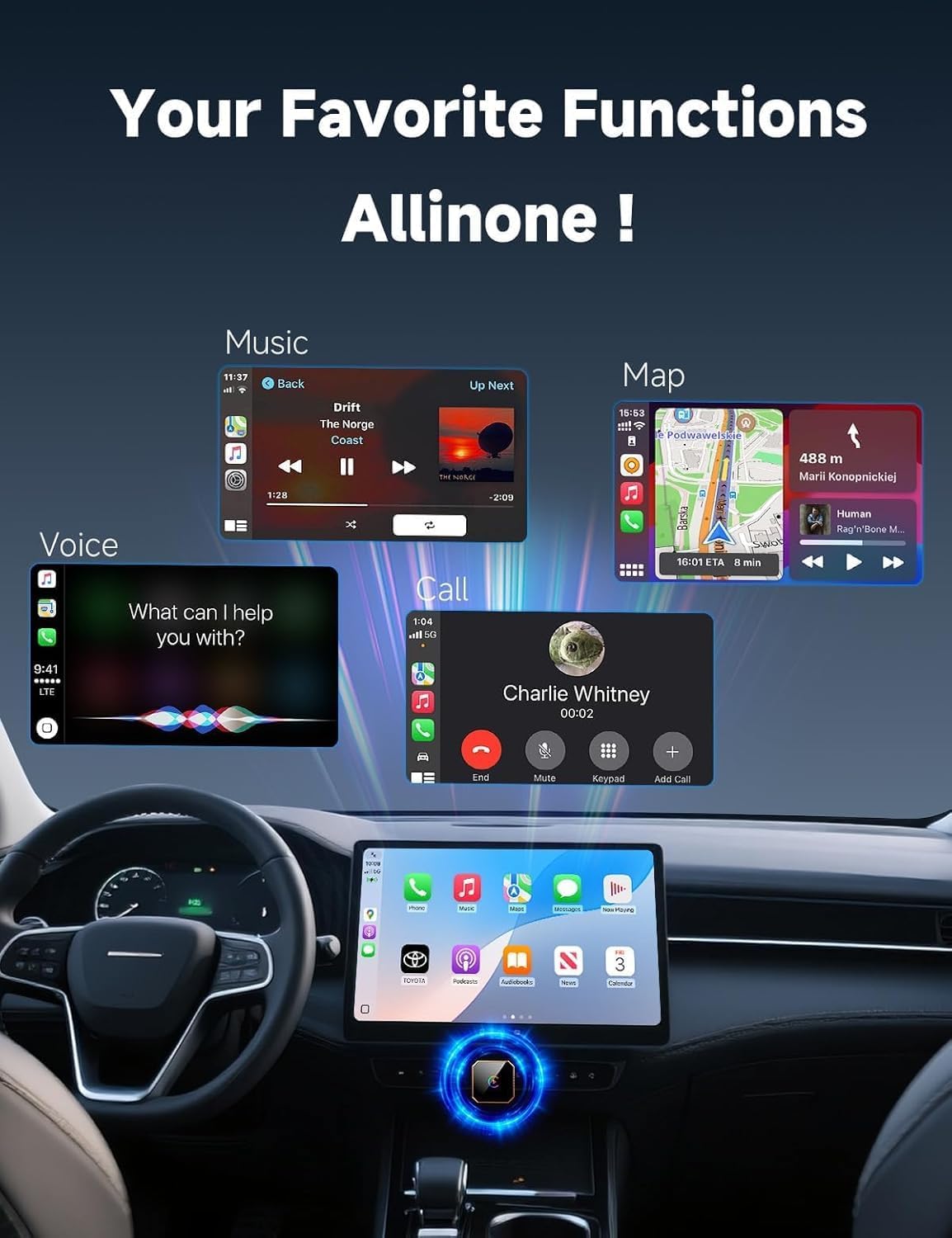 Detalle de Aimoon Wireless CarPlay Adapter 2026