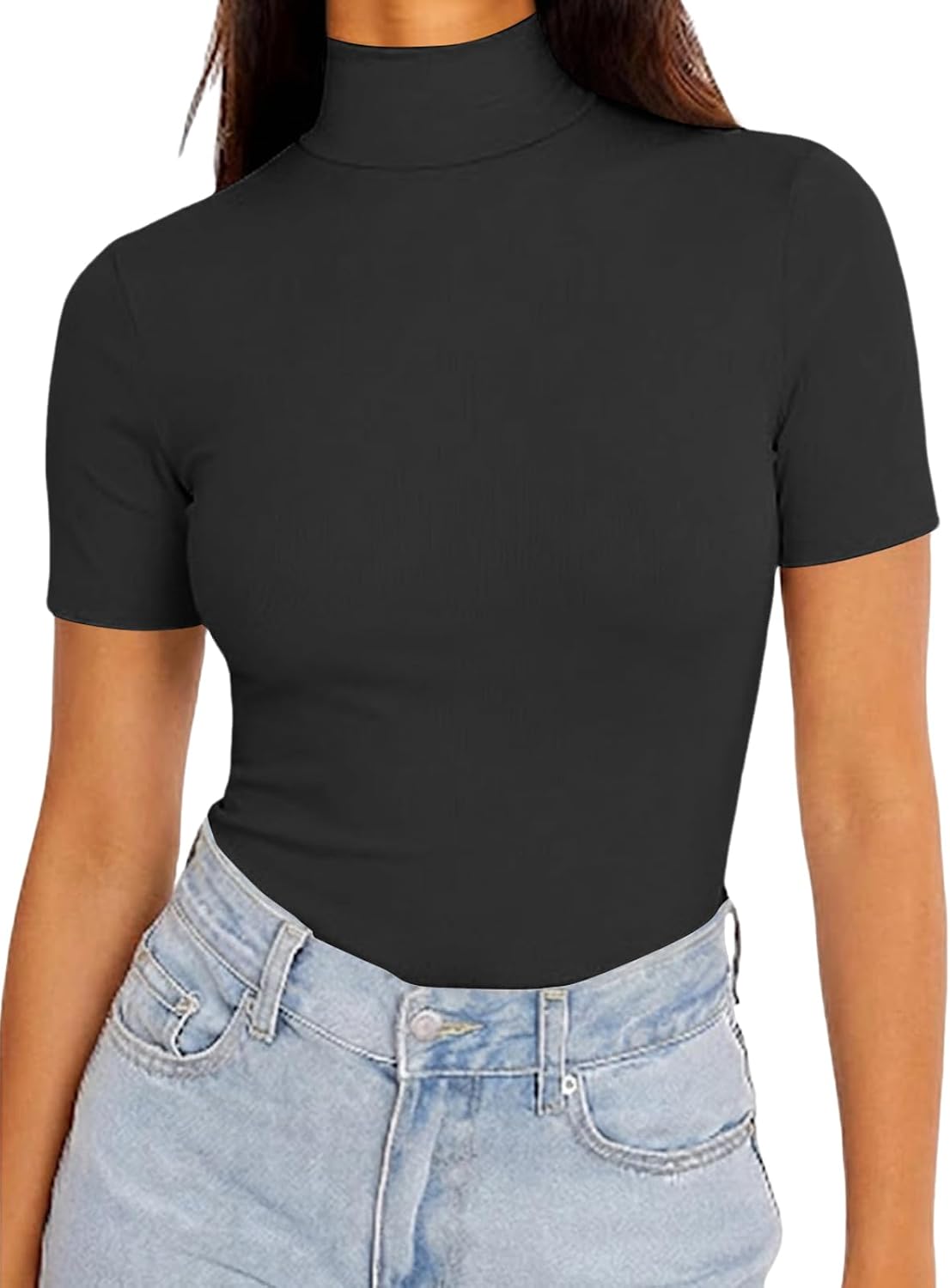 Detalle 2 de Kurzarm Rollkragen Shirt Damen von Cuptacc