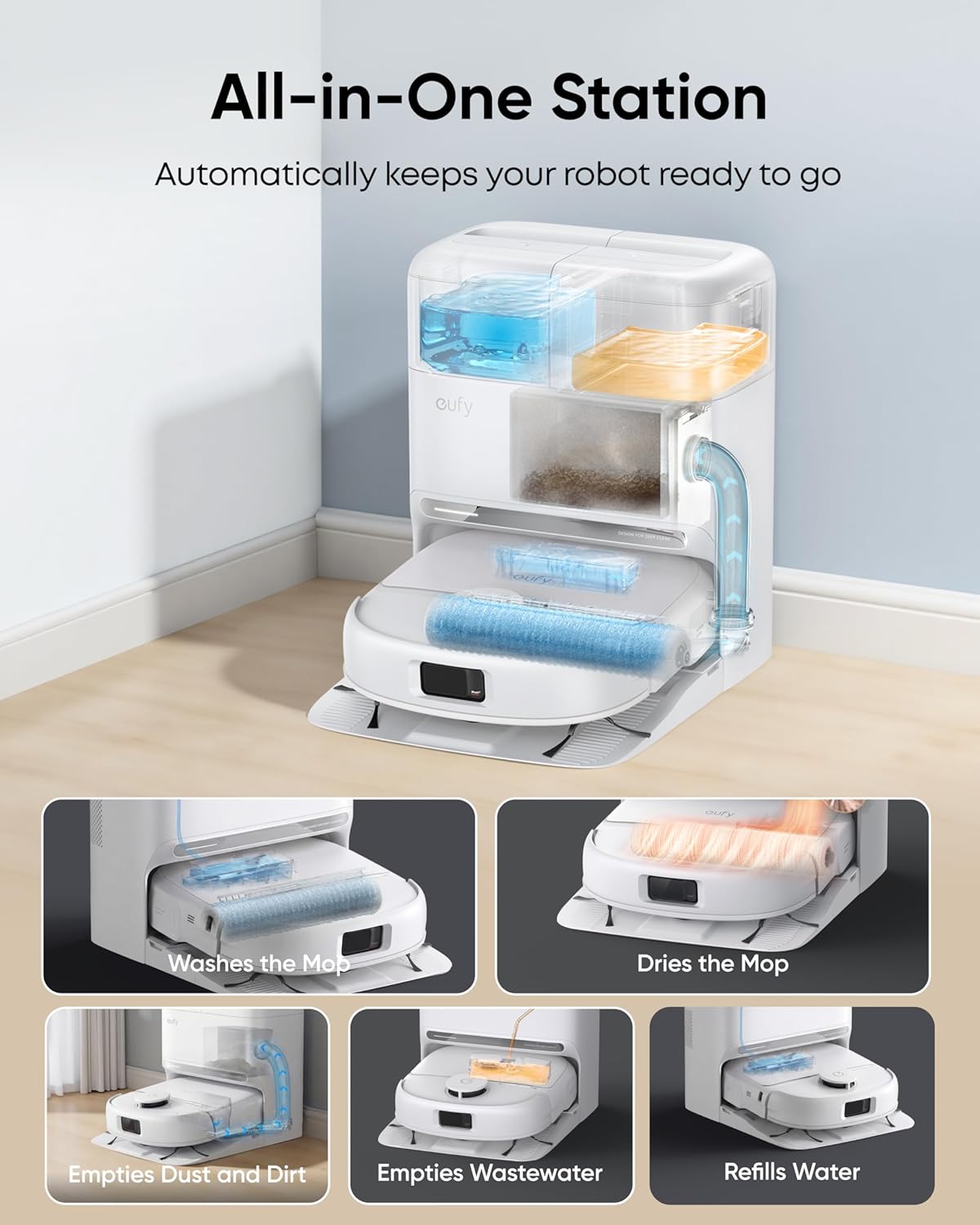 Thumbnail 6 de eufy New 2026 C28 Omni White Robot Vacuum Cleaner with Mop and All-in-One Station