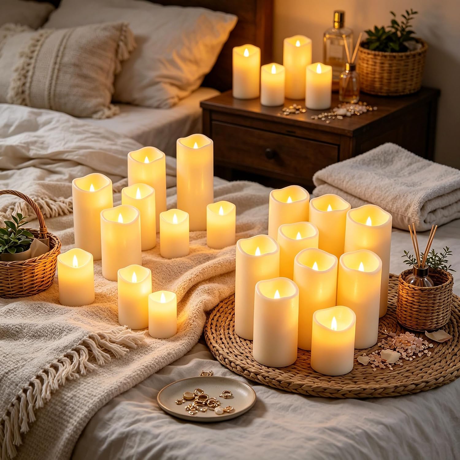 Detalle de Da by 12 Candele LED Avorio Impermeabili con 2 Telecomandi e 4 Misure – Decorazioni Interno/Esterno