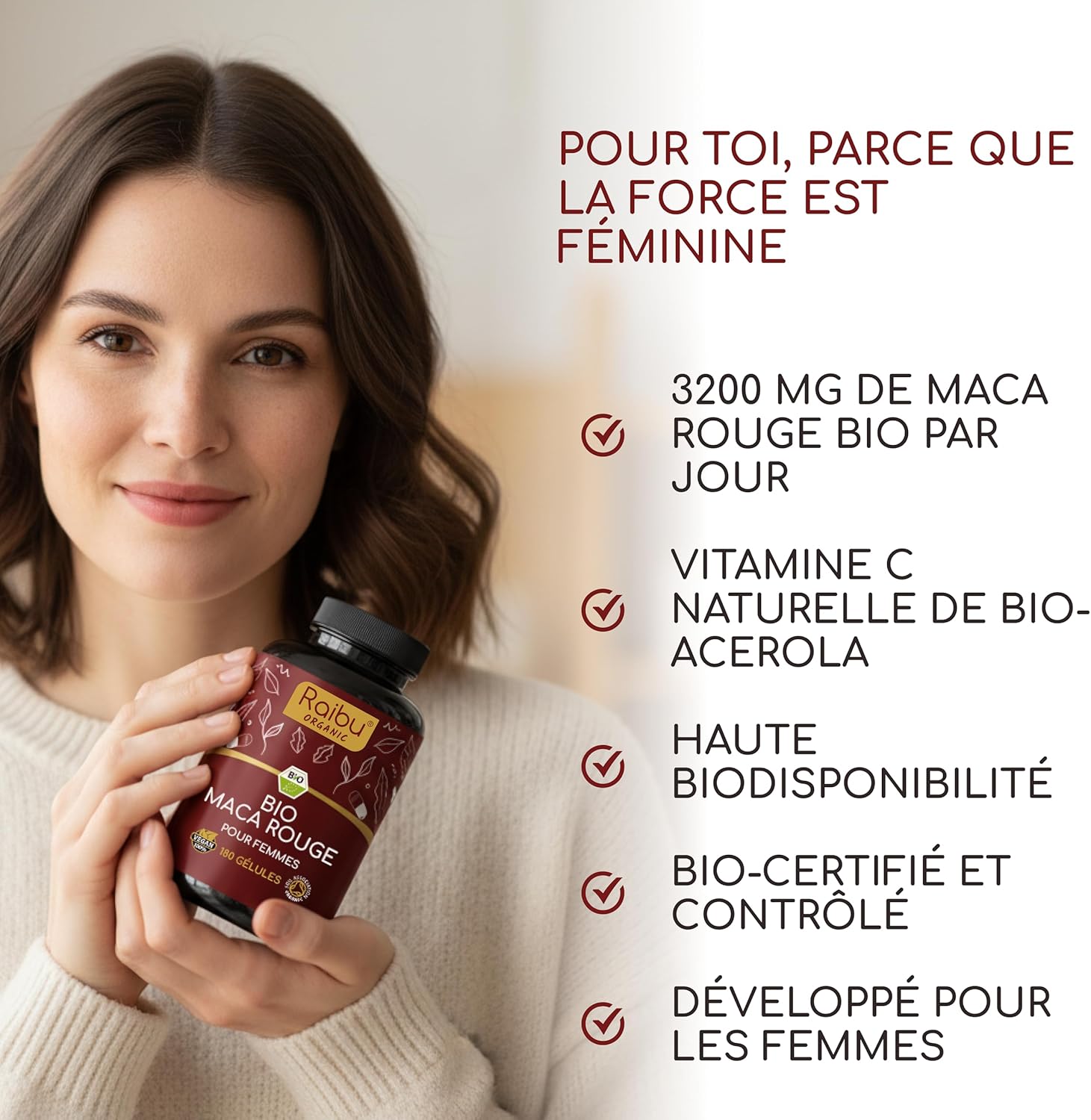 Thumbnail 2 de Maca du Pérou BIO – 180 gélules de Maca Rouge, équilibre hormonal féminin et énergie naturel