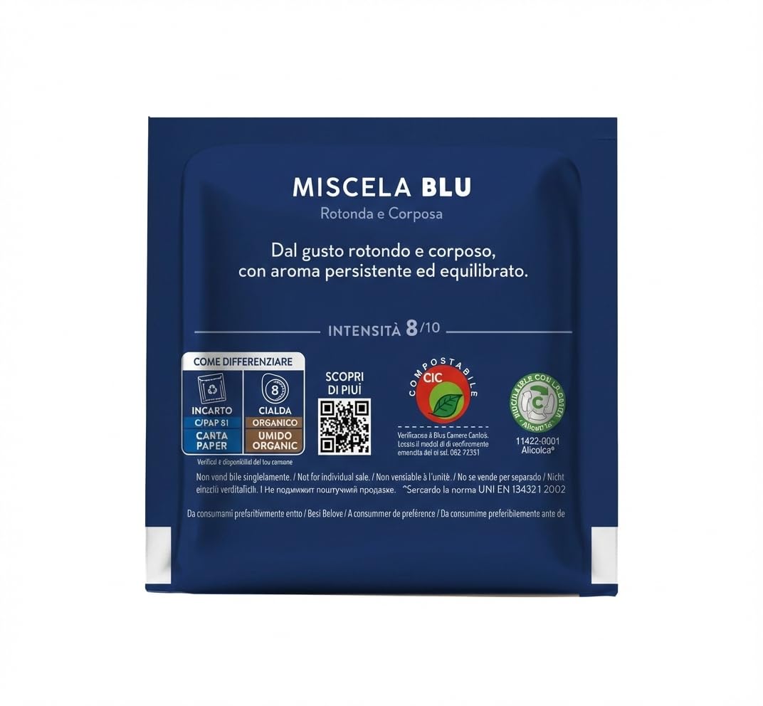 Detalle de CAFFÈ BORBONNE BLUE Espresso Pads – ausgewogene 150er Packung, ESE 44 mm