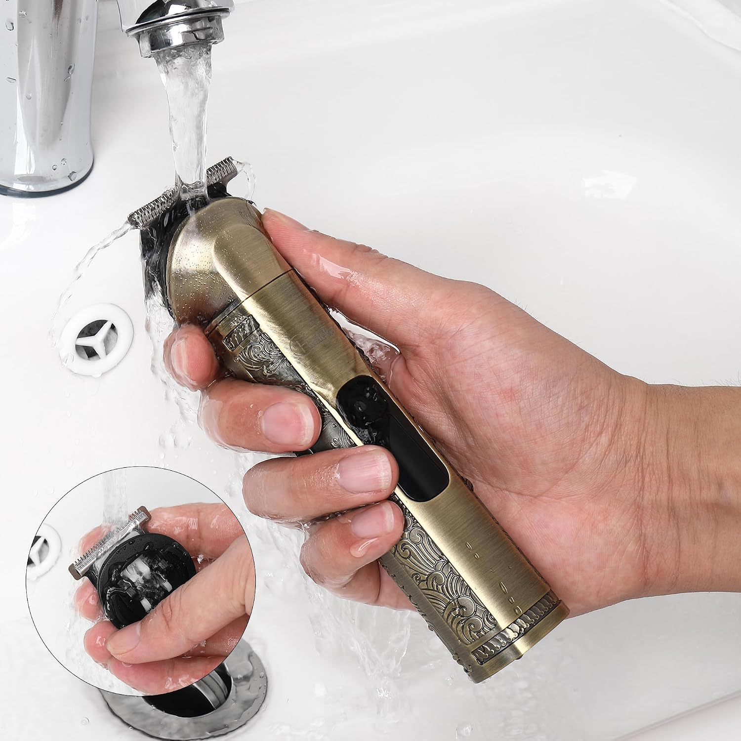 Detalle de Hatteker 8-in-1 Beard Trimmer Kit: Pro Grooming Cordless Hair Clipper with Zero-Gapped T-Blade