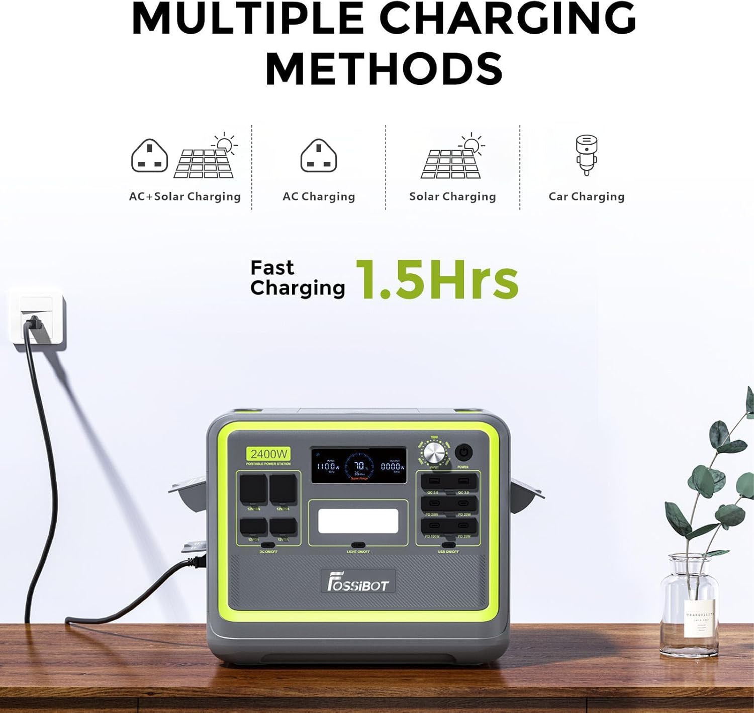 Thumbnail 6 de FOSSiBOT F2400 Portable Power Station with SP200 Solar Panel (2048Wh LiFePO4, 2400W Output)