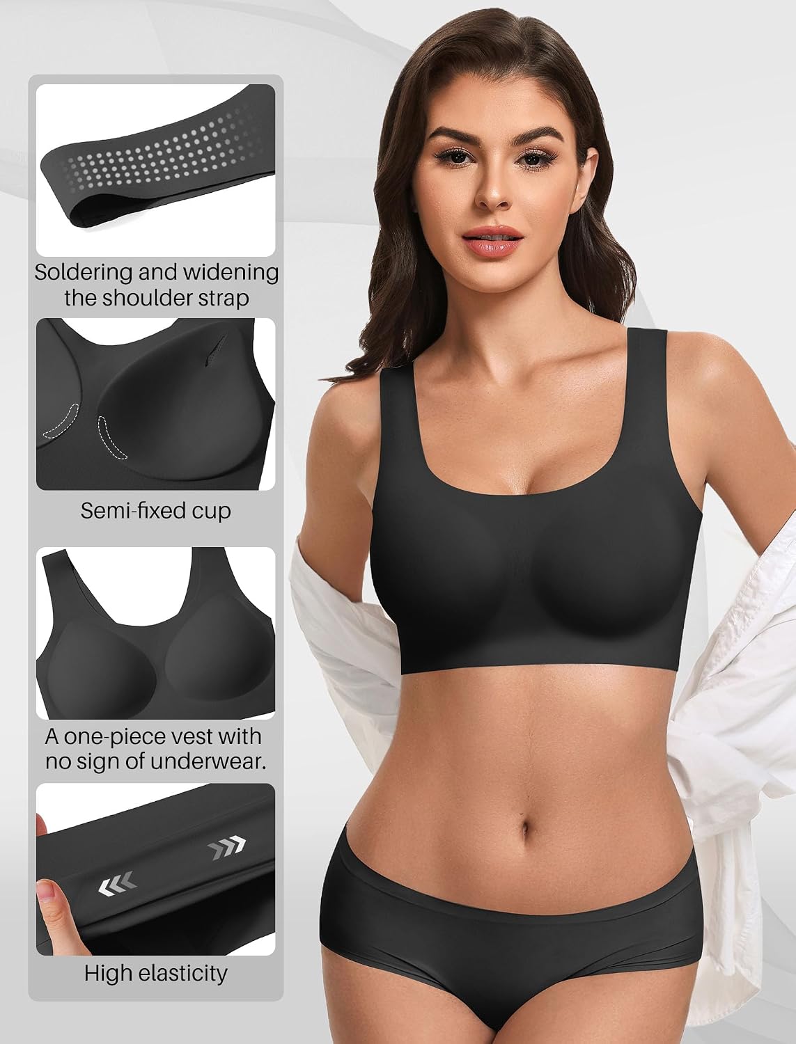 Detalle de Avidlove Women's Comfy Pullover Wireless Bra, Seamless with Wide Straps