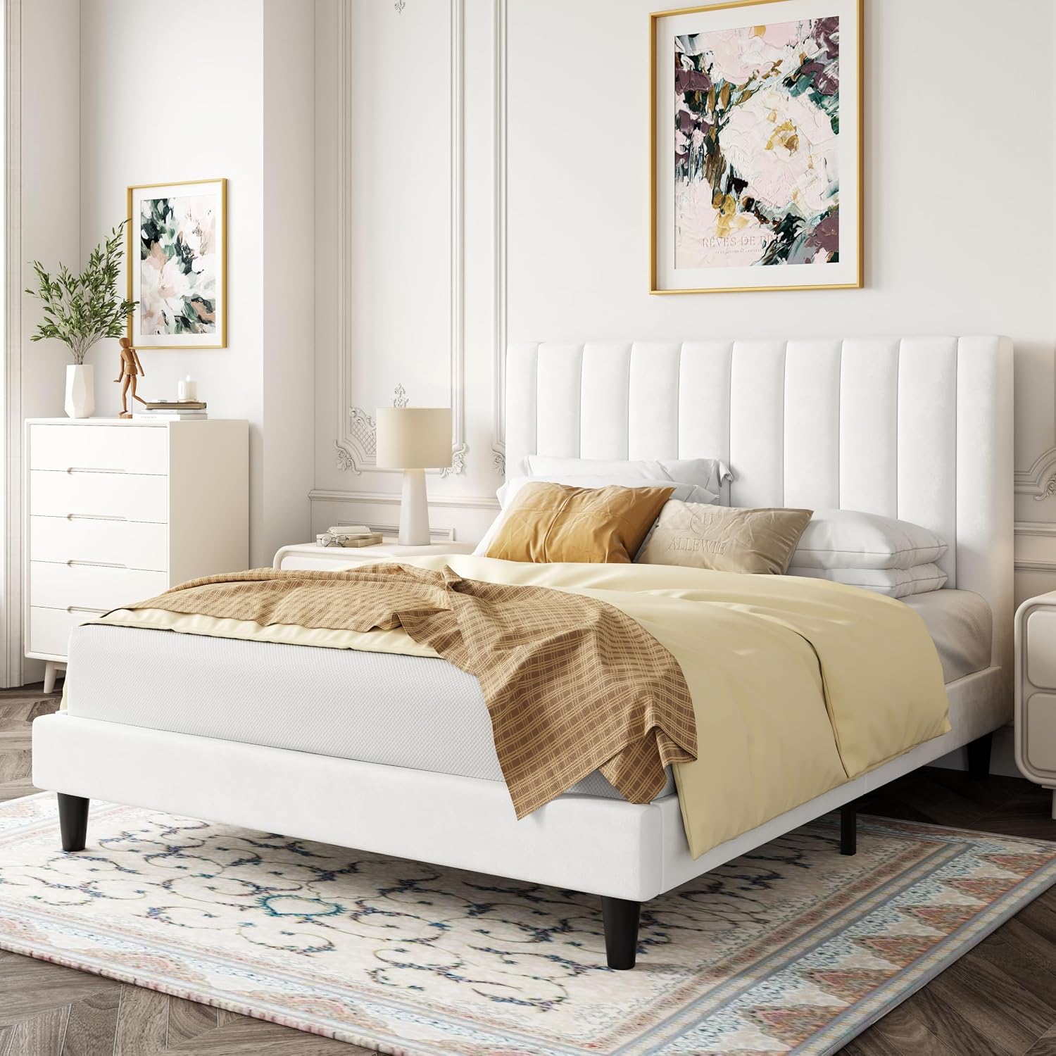 Detalle de Allewie Full Velvet Bed Frame