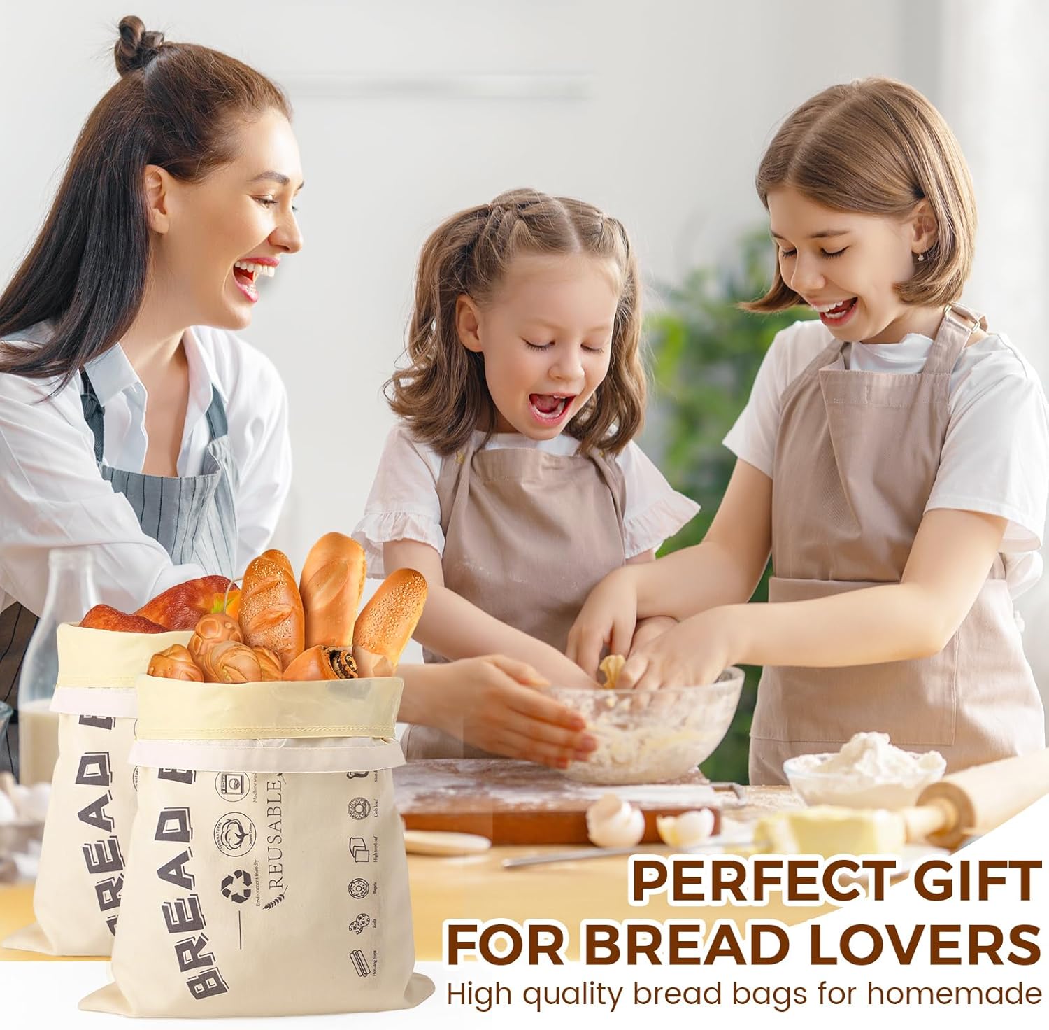 Detalle de Tiagowell Beeswax Bread Bag 2-Pack, Large 🥖