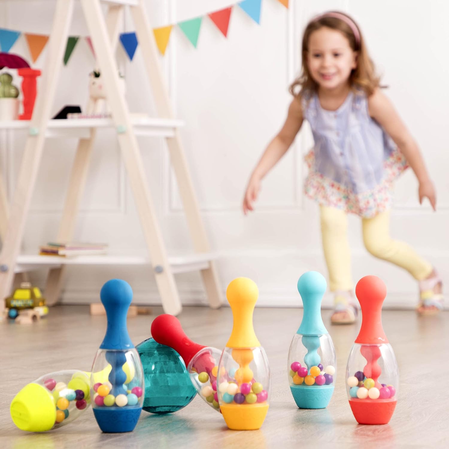 Thumbnail 2 de B. toys Let’s Glow Bowling Set – kinderbowling met lichtgevende bal en 6 kegels