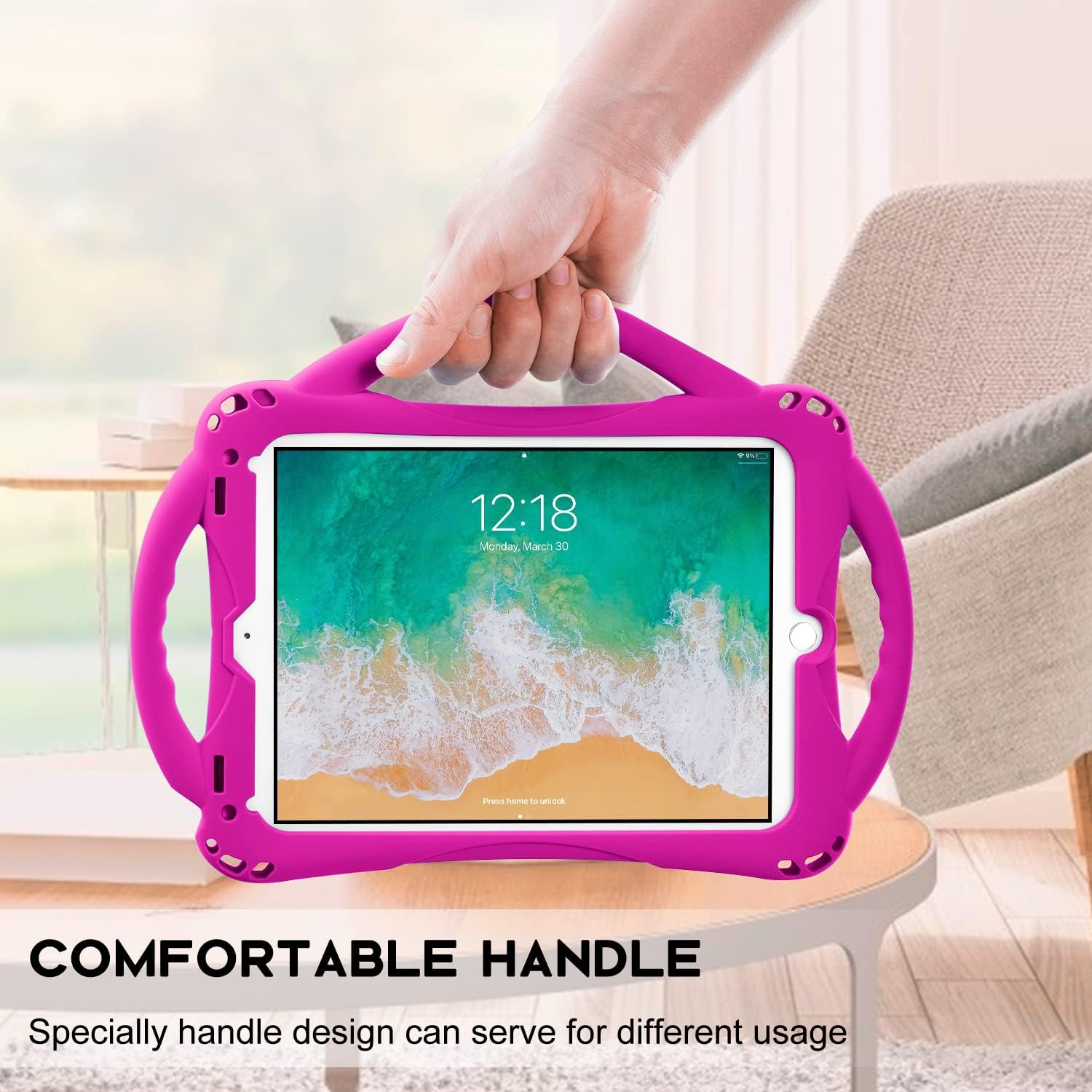 Detalle 2 de TopEsct Kids Case for iPad 6th/5th Gen, iPad Air/Air 2 & iPad Pro 9.7-inch (Purple) with Built-in Handle Stand