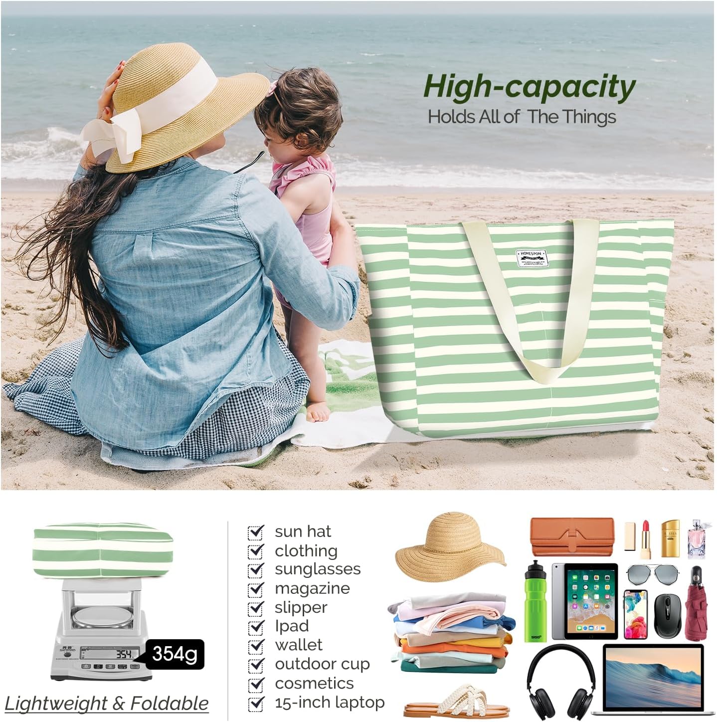 Thumbnail 2 de HOMESPON Waterproof Beach Tote Bag 45cm