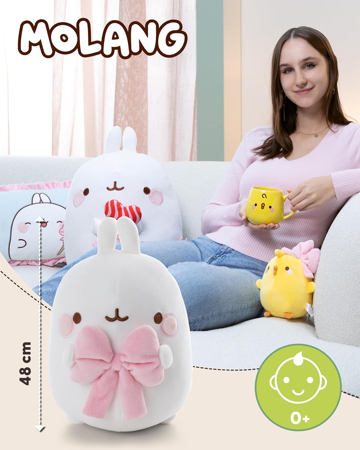 Detalle de NICI Molang 62786 – biała przytulanka 48 cm z kokardką