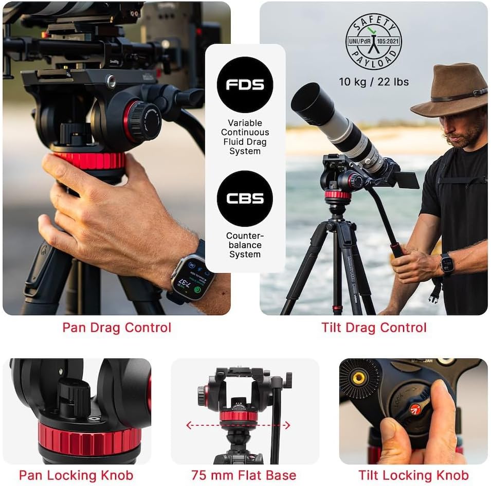 Thumbnail 3 de Manfrotto 055 Trépied Vidéo avec Rotule Fluide 502 – Fibre de Carbone, colonne à mise à niveau et verrouillages