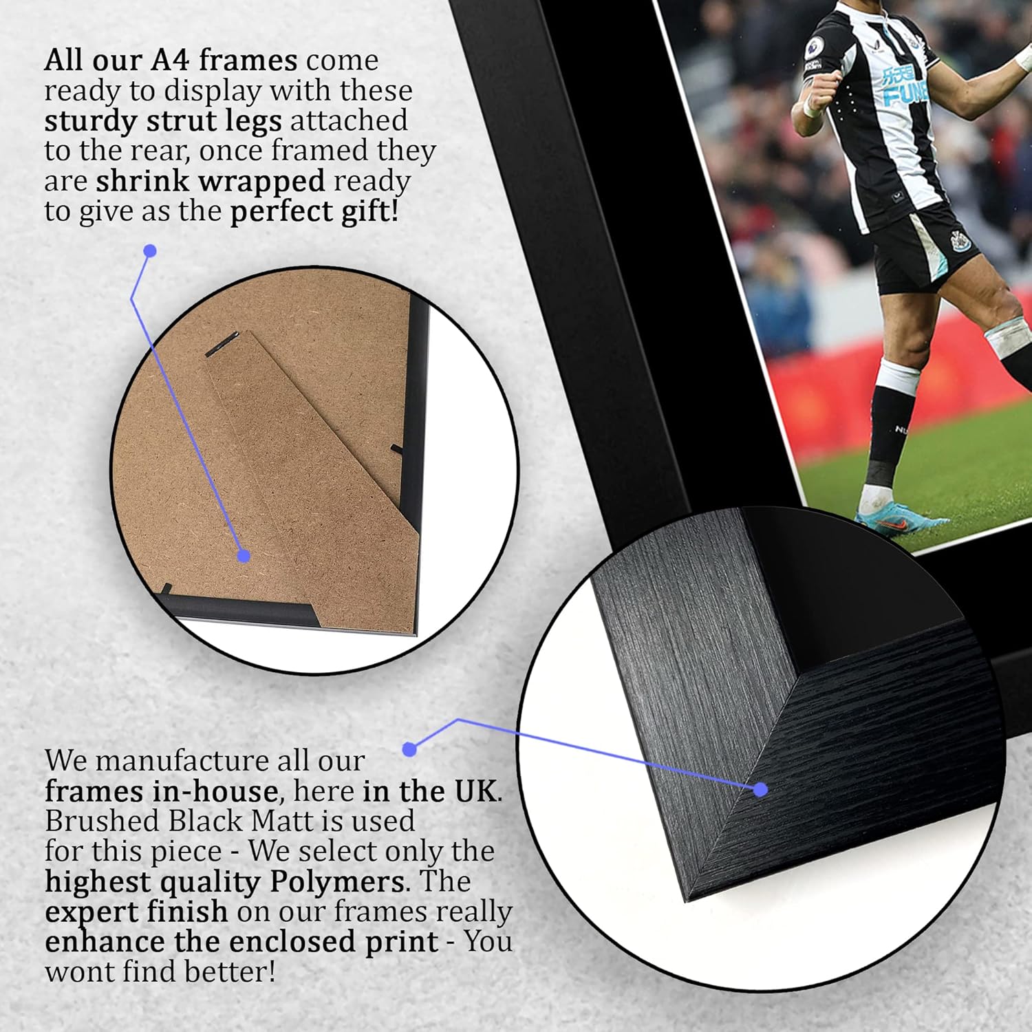 Thumbnail 6 de HWC Trading FR A4 Joelinton Magpies framed signed autograph picture (A4)