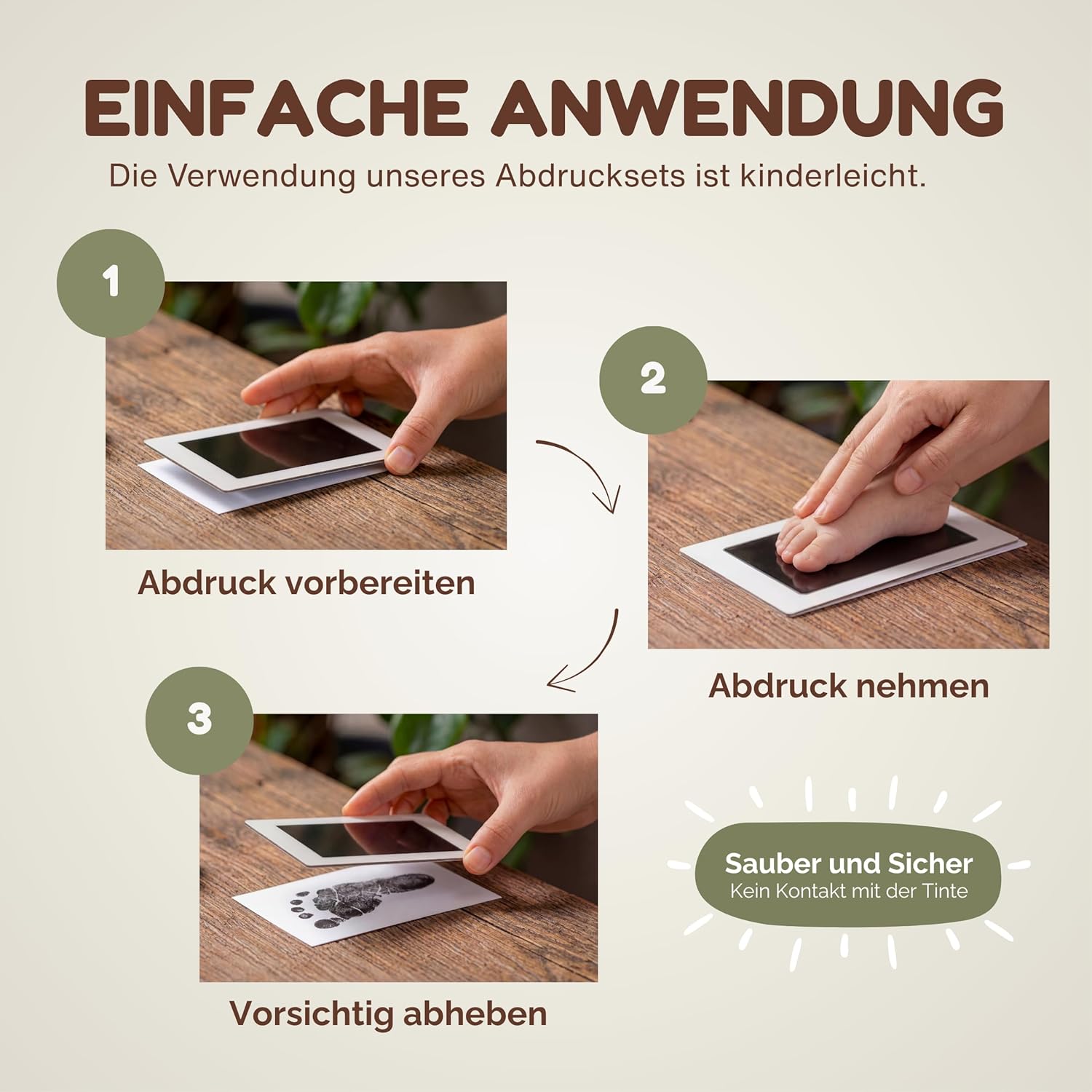 Thumbnail 2 de WELTWERK Baby Abdruckset – Clear Hand- & Fußabdrücke inkl. Vorlagen, sicher & sauber