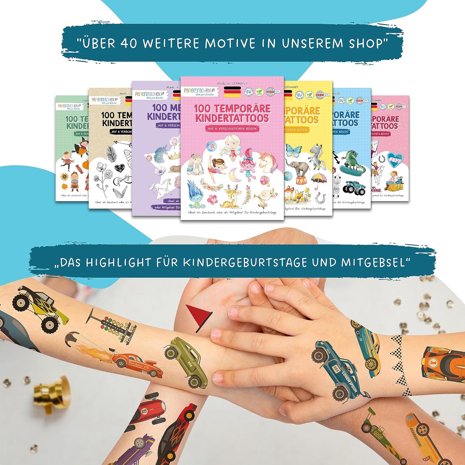 Thumbnail 4 de Papierdrachen Kindertattoos Set 25
