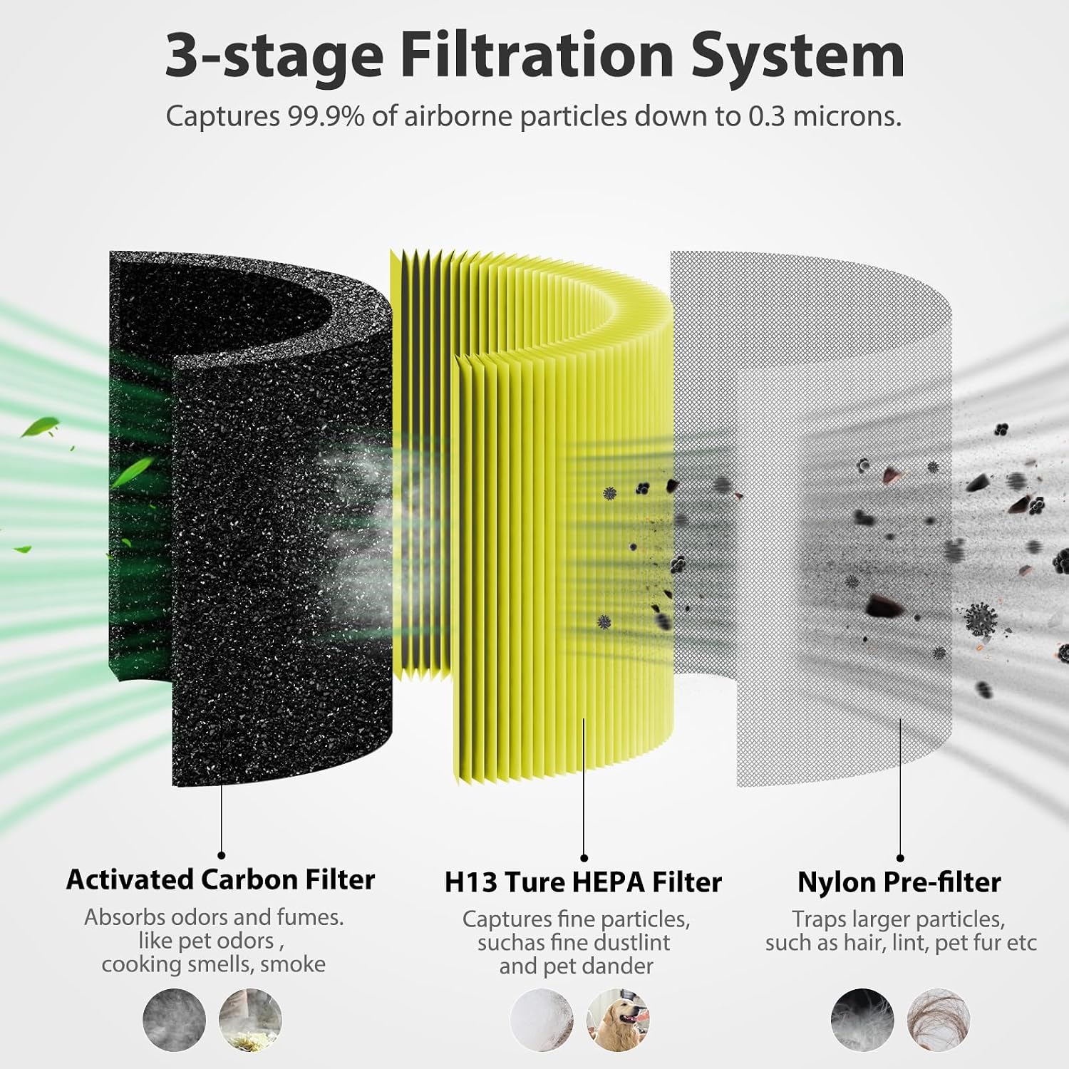 Detalle de Colorfullife Model 1 Core 300-P Compatible Air Purifier Filter, 2-Pack