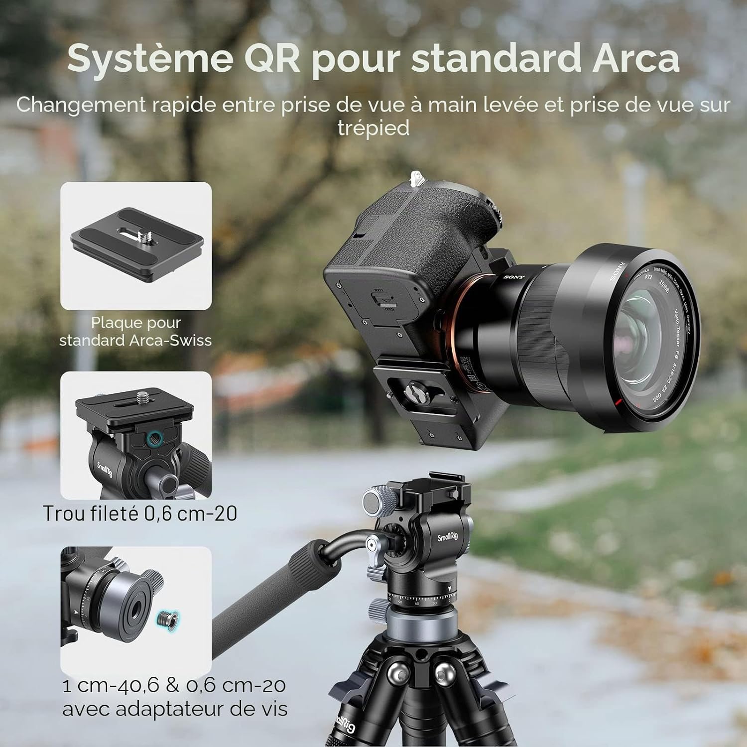 Detalle de SMALLRIG CH20 tête vidéo fluide pour trépied avec base de nivellement 4170B (jusqu’à 4 kg)