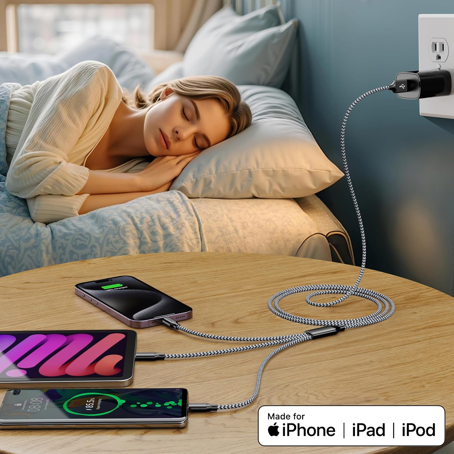 Thumbnail 6 de AICHUA 3-in-1 Multi Charging Cable (4ft, 2 Pack) with Lightning, USB-C, and Micro USB