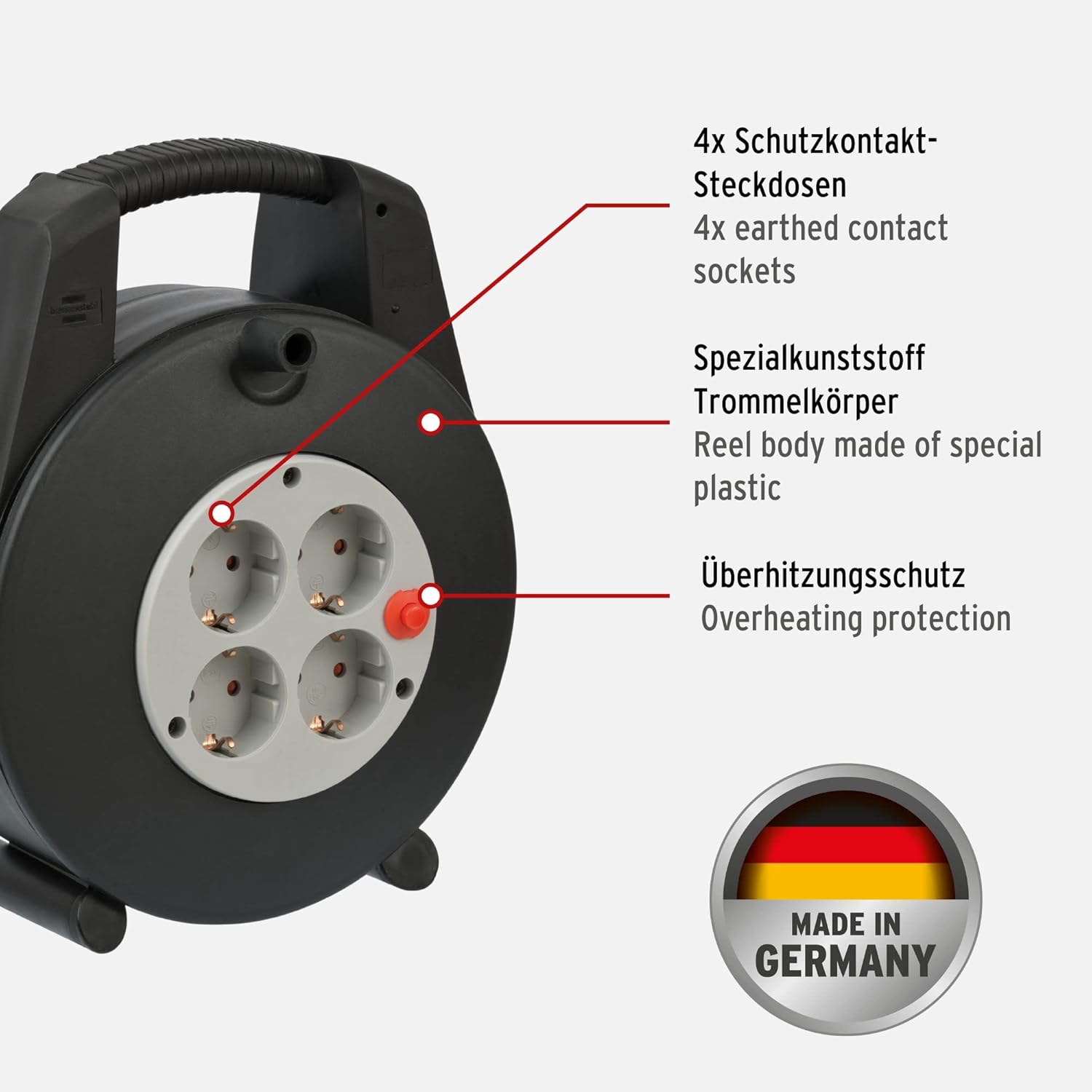 Thumbnail 1 de Enrollacables Vario Line 15m con 4 tomas, negro/gris ⚡