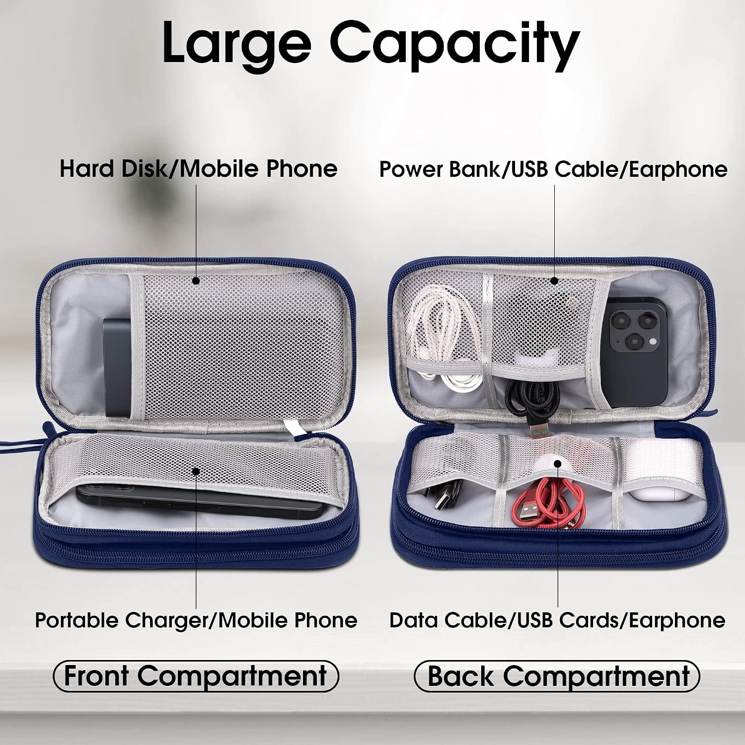 Detalle de Arae Electronic Accessories Organizer Travel Case (Blue, M)