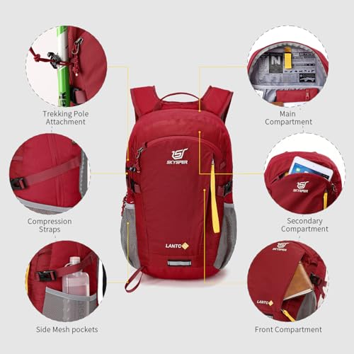 Detalle de SKYSPER Leicht Wanderrucksack 20L – Rückenbelüftung, 20 Liter, kompakt und vielseitig