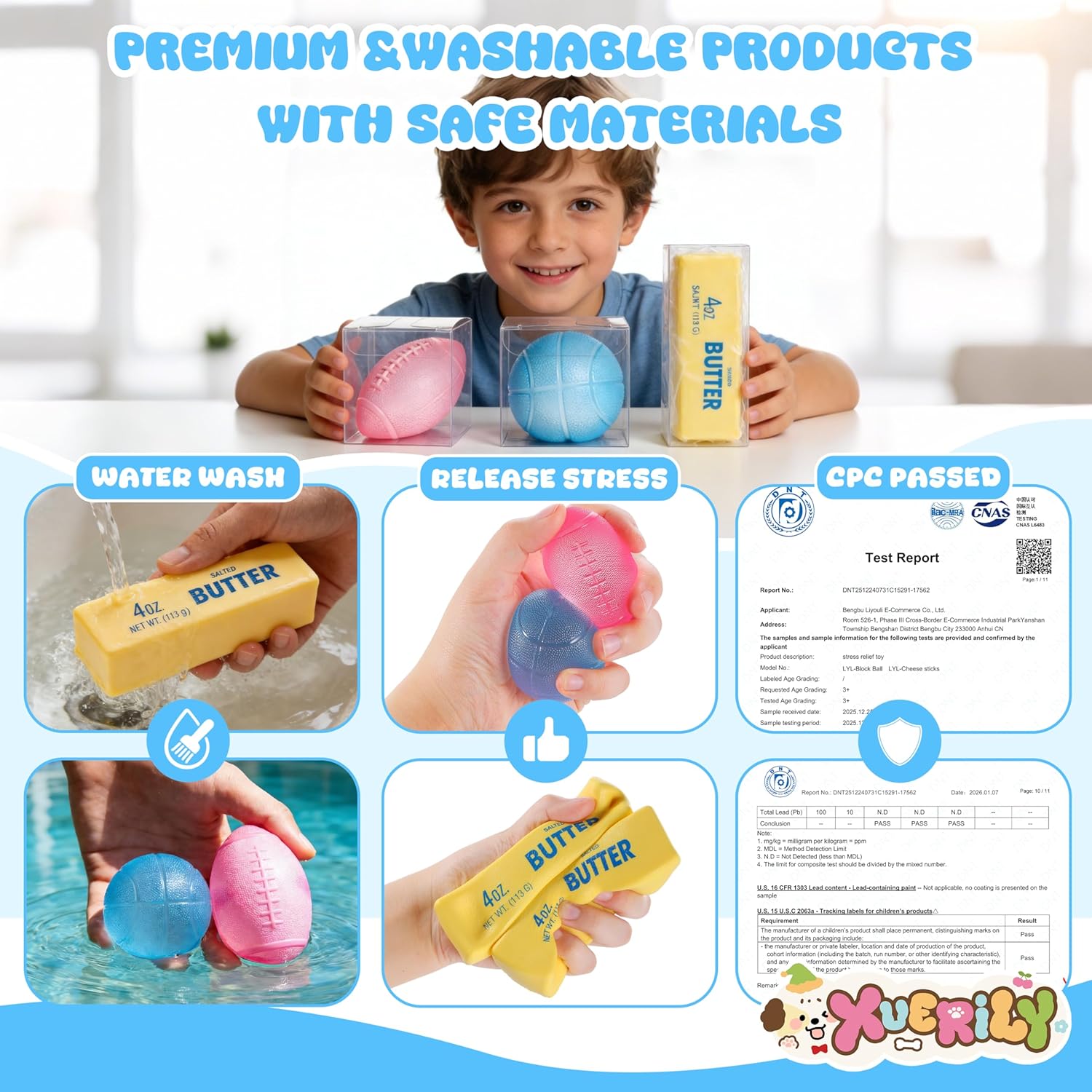 Detalle de XUERILY 4-Pack Squishy Stress Ball & Slow Rising Butter Squishy Fidget Toys Set