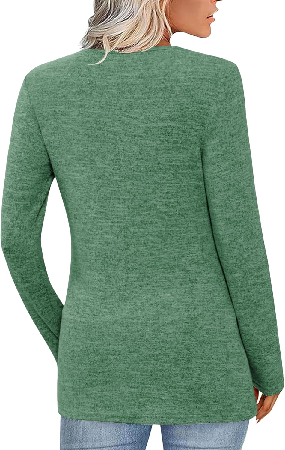 Detalle 1 de Cuptacc Damen Pullover Langarmshirt V-Ausschnitt Top mit Knopfleiste