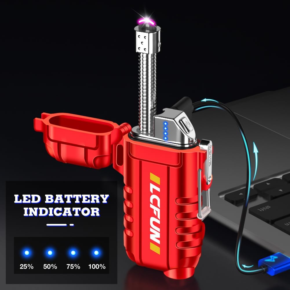 Detalle 2 de USB-C Rechargeable Electric Arc Plasma Lighter with Retractable Neck, IP56 Waterproof & Windproof (Camping/Hiking/Candles)