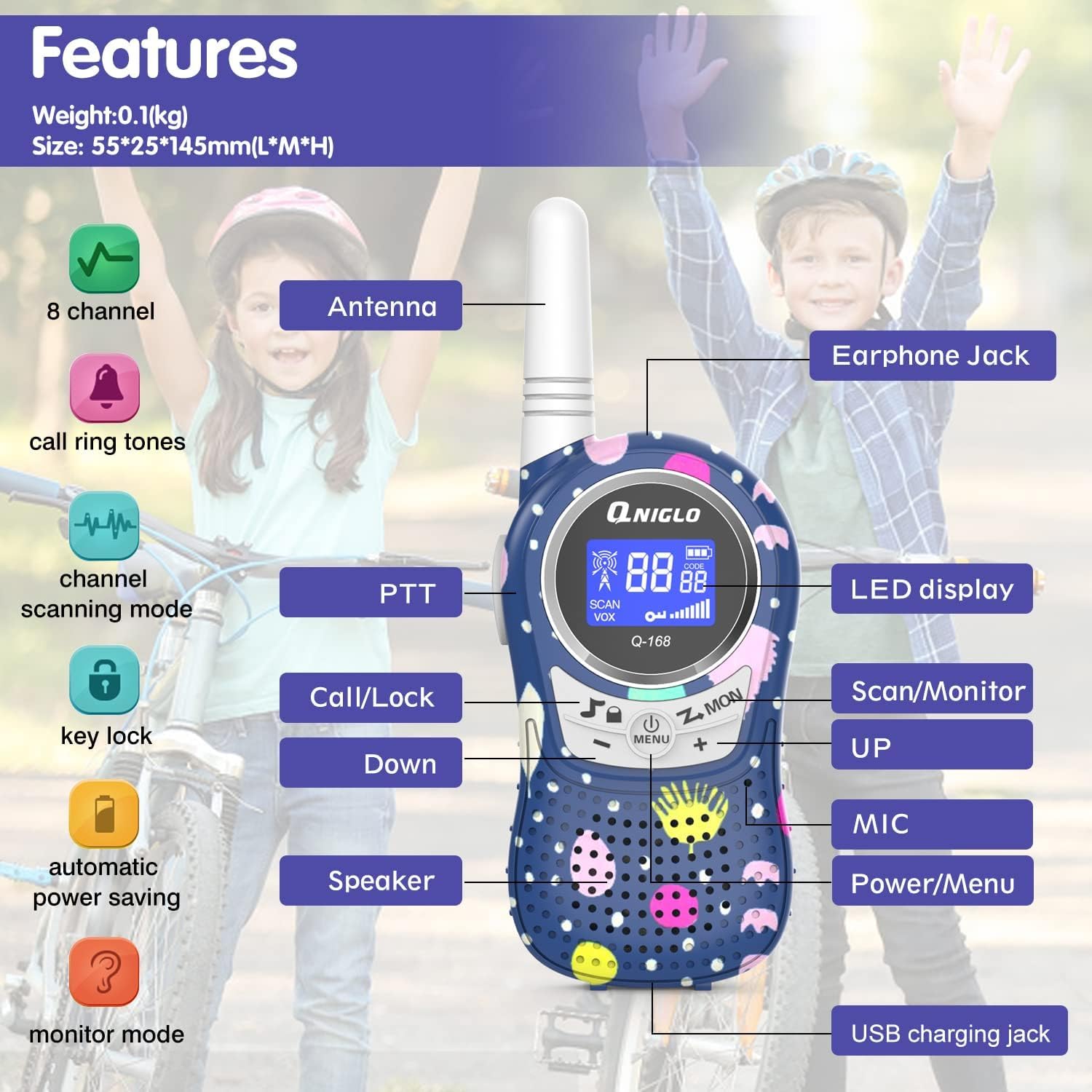 Thumbnail 2 de QNIGLO Q168Plus Talkie-Walkie Camouflage 4-pack