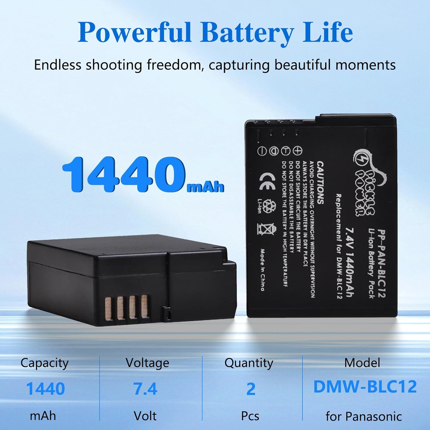 Detalle de Pickle Power 2-Pack DMW-BLC12E Batteries & Charger for Panasonic Lumix