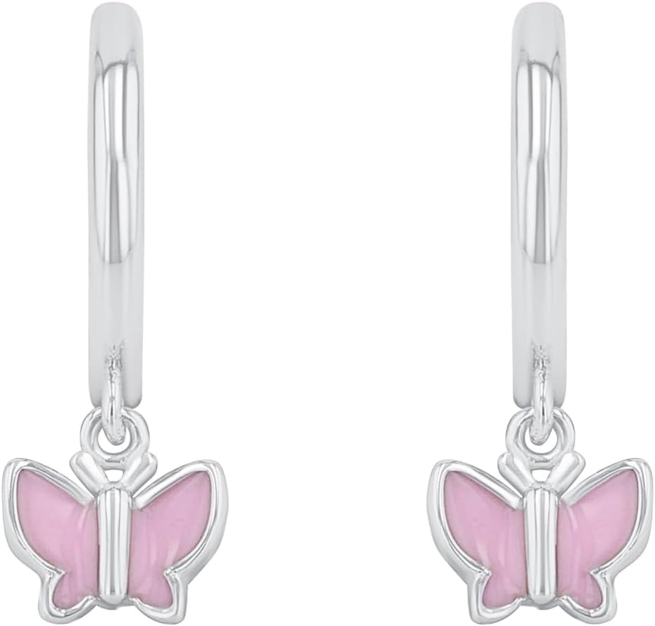Detalle de Prinzessin Lillifee Creolen 925 Sterling Silber – Schmetterling, Zirkonia, Geschenkbox