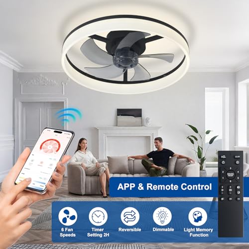 Detalle de Depuley Ventilador de Techo LED 20" con Luz y Control Remoto (Empotrado, Sin Aspas) para Dormitorio