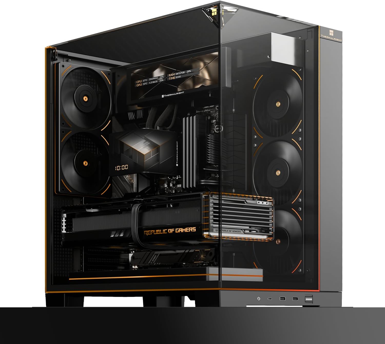 Detalle de Thermalright A70 VISION Full Tower PC Case with 9.16-inch Display and Mesh Ventilation