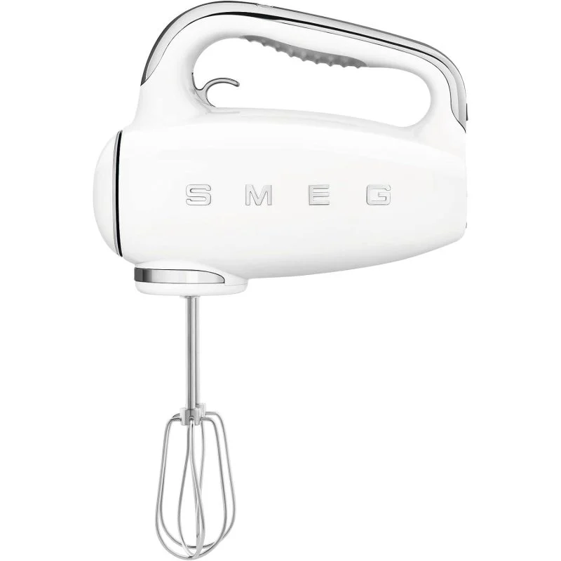 Detalle de Smeg HMF01WHEU batidora de varillas para repostería 250W estilo 50’s blanca