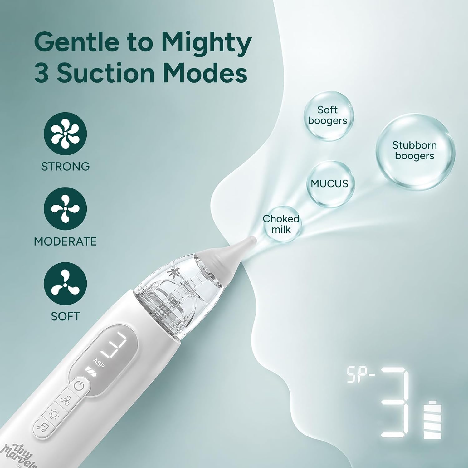 Detalle de Tiny Marvels BC028 Baby Nasal Aspirator with 3 Suction Levels, Lights & Lullabies