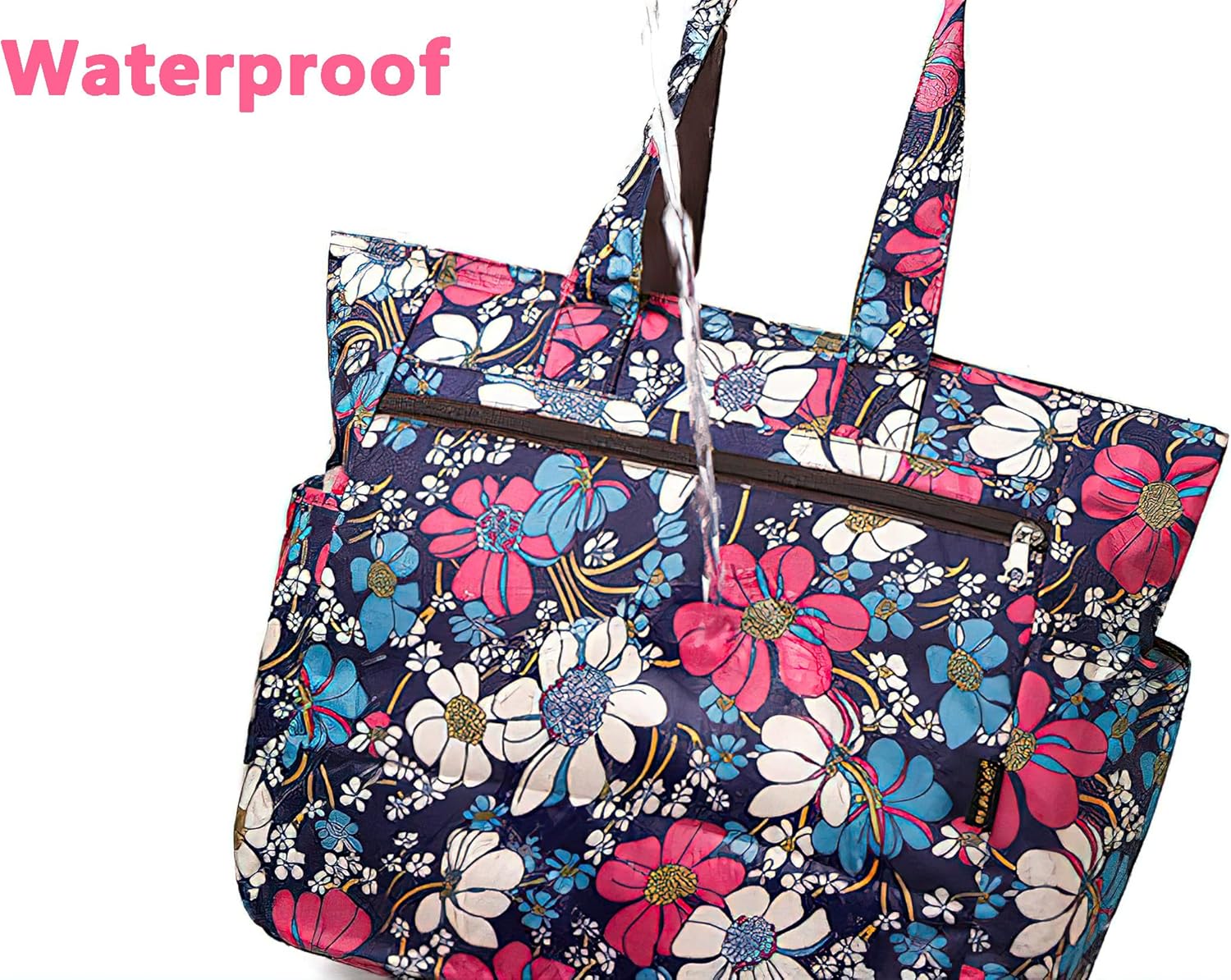 Detalle de Floral Water-Resistant Large Tote: Everyday Utility for Work, School and Travel
