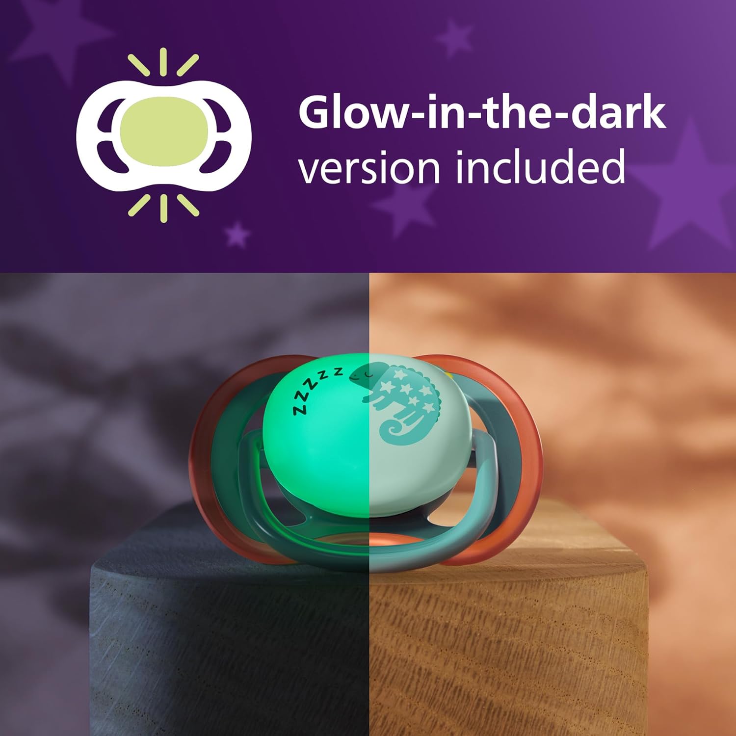 Detalle de Philips Avent Ultra Air Day & Night Soothers (6–18m) with Glow-in-the-Dark Cap – 4 Pack