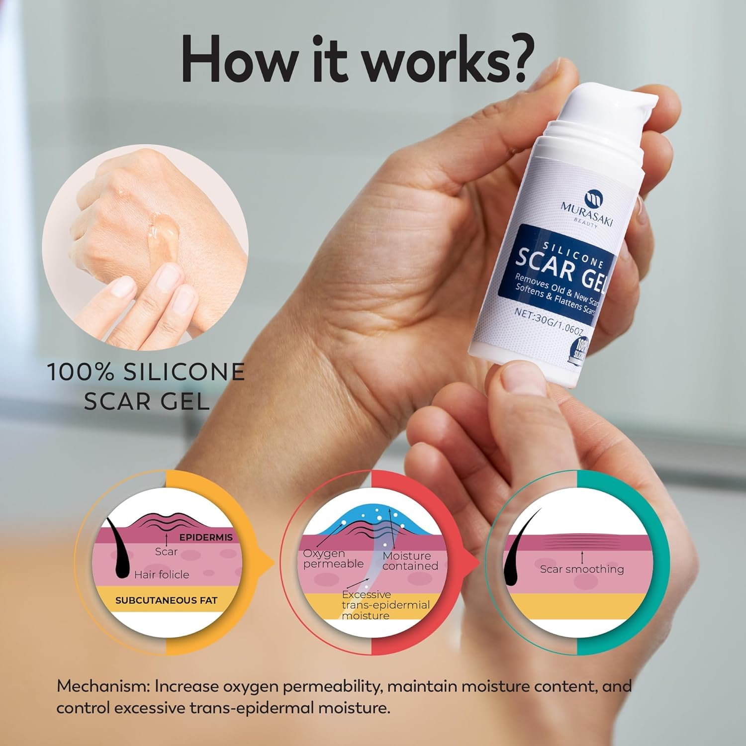 Thumbnail 6 de 100% Silicone Scar Gel 2-Pack (2 x 1.06oz) for Surgical Scars, C-Section, Acne Marks, Keloids, Burns & Stretch Marks